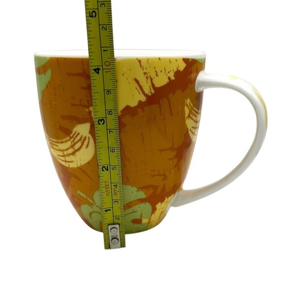 Starbucks Tropical Leaf Bananas Coffee Mug 2006 14 oz Orange Green - Picture 2 of 7